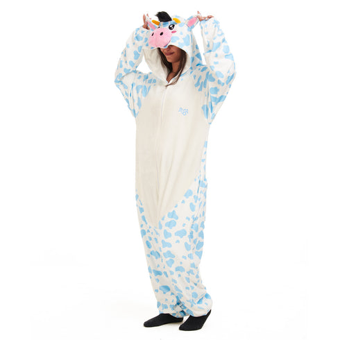 Snuggs Blanket Animal Onesie Light blue Cow
